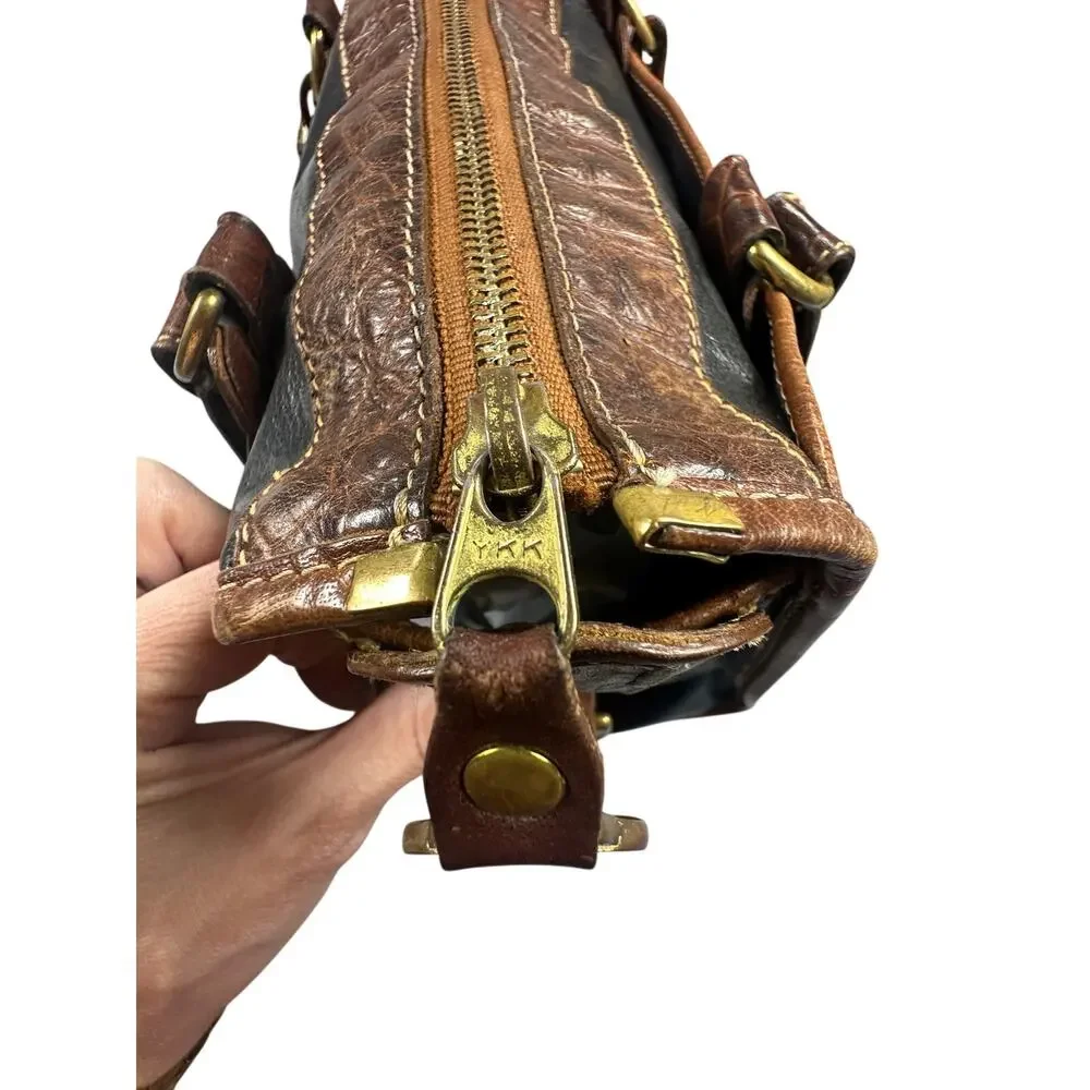 Brahmin Satchel Handbag Brown Croc Embossed Leather Classic